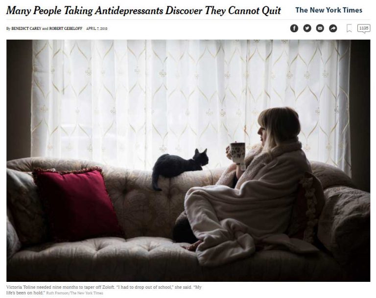 Die New York Times berichtet über Abhängigkeit von Antidepressiva