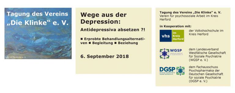 Herford 2018: Wege aus der Depression: Antidepressiva absetzen ?!