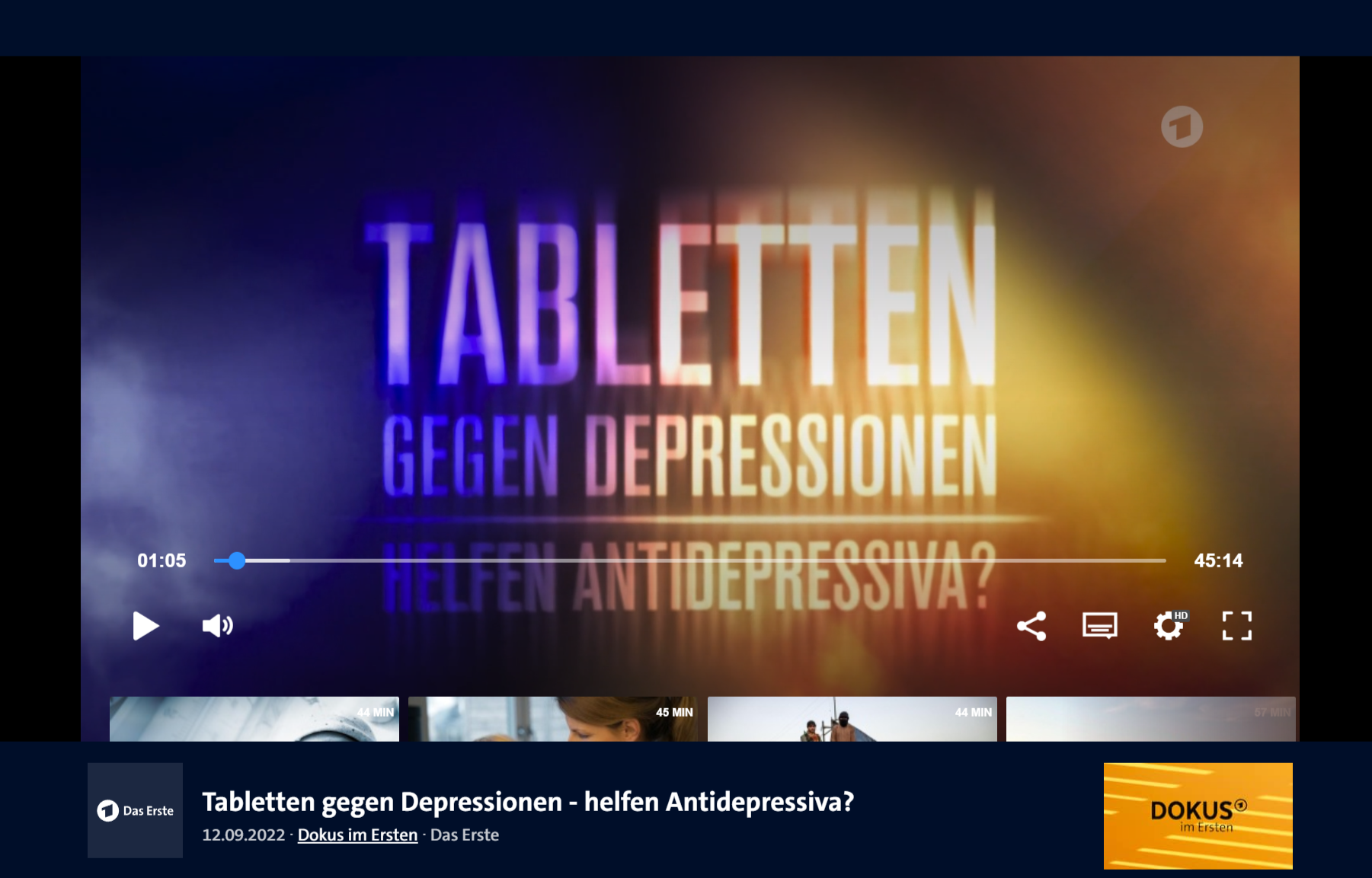 ARD-Doku: Tabletten gegen Depressionen – helfen Antidepressiva? (WDR 2022)